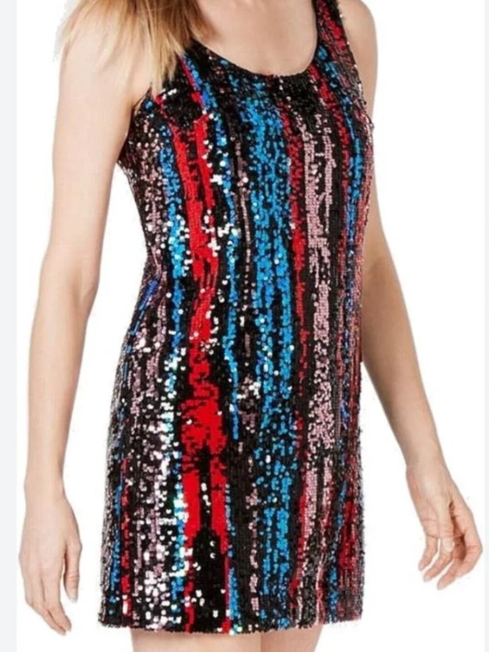 Calvin Klein size 6 Sequin Sleeveless Shift Dress cocktail party Artsy glam